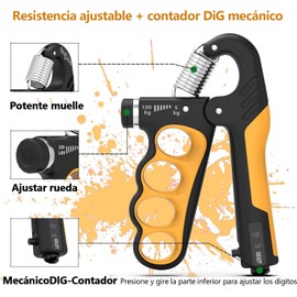 Kit Fortalecedor Agarre Mano 5 en 1 con Contador 5 herramientas profesionales para fortalecer agarre, dedos y muñeca. Ideal para deporte, fisioterapia y alivio de estrés