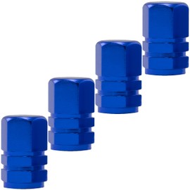 AERZETIX - C64523 - Set of 4 Valve Caps / Plugs for Car Tyres - Hexagonal Shape - Blue - Aluminium - Wheel Accessories Tuning Car Moto Decoration Truck Camion Vehicle