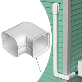 TAKTOPEAK Mini-split Line Set Cover Parts: 4" Flat Elbow Line Hide Accessories for Mini Split AC HVAC Central AC Heating System 9000 12000 18000 24000 30000 36000 BTU PP Pipe Cover Indoor & Outdoor