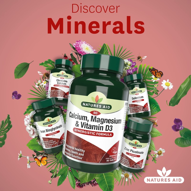 Natures Aid Calcium, Magnesium and Zinc, Maintain Normal Bones, Teeth