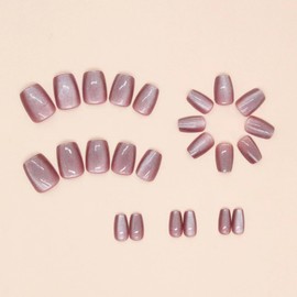 KAVI' S Nägel Zum Aufkleben Falsche Nägel Vollständige Abdeckung Kunstdesign 24 Stück Nude-Farbverlauf Transluzent Glitzer Künstliche Nägel für Frauen und Mädchen