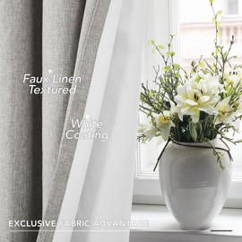 Deconovo 100% Blackout Linen Textured Curtains – Thermal Insulated Energy-Saving Drapes for Bedroom & Living Room – Noise Reducing, Room Darkening, 2 Panels(Mirage Gray,52W x 63L Inch, 2 Panels)