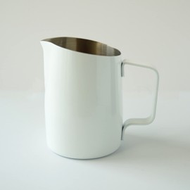 FUN COFFEE Milk Pitcher Latte Art Milk Frothing Pitcher Jug Stainless Steel Coffee Espresso 15oz 450ml White (co-0008-1)