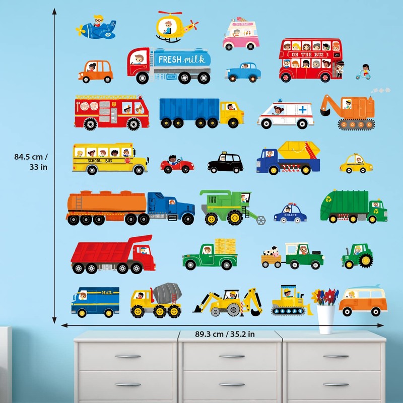 DECOWALL DSL-8064 Transport and Vehicles Wall Stickers Decals for Kids