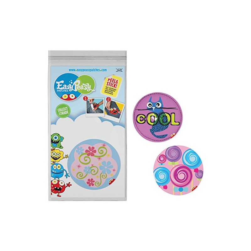 Easy Peasy Patches Permanent Patches, Cool Retro, 3-Pack