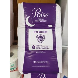 Poise Incontinence Pads, 36 Pads, Overnight Absorbency, Extra-Coverage