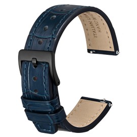 Anbeer 20mm Italian Alligator Grain Embossed Pattern Leather Watch Strap,Quick Release Calfskin Replacement Watch Band for Men Women,Dark Blue with Black Buckle