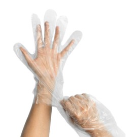 SUPERGUARD GB Polythene Disposable Gloves Large Vinyl Gloves, Clear Plastic, Extra Strong, (100 Pack) - Multipurpose, Food Safe, Latex-Free, Powder-Free (Pack of 100)