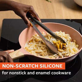 Full Circle 2-in-1 Cooking Tongs, 9-Inch – Dual-Sided Silicone & Stainless Steel, Heat-Resistant to 450°F, Eco-Friendly Handle, Dishwasher Safe