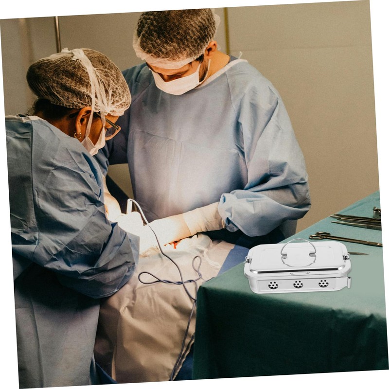 NIYANGLE Stainless Steel Medical Storage Case with Lid and Holes