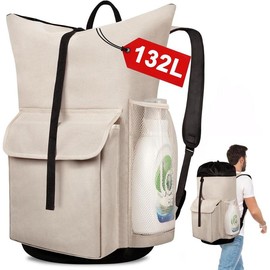 132L Laundry Bag Backpack College Extra Large Heavy Duty, Laundry Bag with Shoulder Straps for College Dorm Essentials, Large Laundry Backpack for Travel, Laundromat, Apartment, Black - Color: Khaki