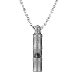 KeyUnity KA55 - Silbato de emergencia de titanio con cordón de metal, 120dB+, silbato de supervivencia al aire última intervensión, ultraligero, resistente al óxido