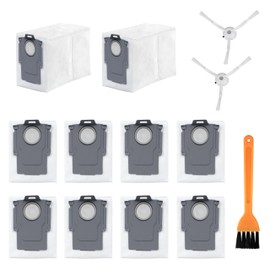 10 Pack Q5 3L Dust Bag for Roborock Q5 Max+ / S8+ / S8 Pro Ultra / S7 MaxV Ultra / S7 Max Ultra / Q7+ / Q7 Max+ / Q8 Max+ / Q5 Pro+ / Q5+ Robotic Vacuums, and 2 Side Brushes