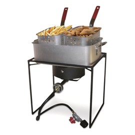 King Kooker 1618 16-Inch Propane Outdoor Cooker with Aluminum Pan and 2 Frying Baskets, Multicolor