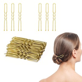 OWITER 50 PCS U Shaped Hair Pins for Bun，7 cm/2.76 Inches Hair Bun Pins，Bobby Pins French Hair Pin for Buns & Women Bun Pins Hair Pins for Buns & Women (Gold)