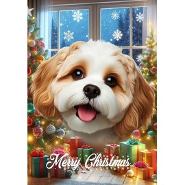 Cavachon- Best of Breed Christmas Garden Flag 12" x 17"