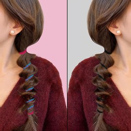 2 Pack Tie Hair Ties Elastic No Damage Braided Ponytail Wrap Sprots Long for Women Swimming Gym (Style1, One size)