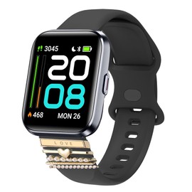 Watch Band with Decorative Charms, Lamshaw Quick Release Classic Watch Bands Soft Silicone Bands Bracelet Sports Strap for Kids Compatible with Quican, aeac, WMK, Fitpolo ID208 Plus 1.8'' Smart Watch