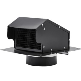 GarveeLife Roof Vent Cap 6 in, Removable Roof Vent Cap, Galvanized Steel Roof Exhaust Vent, Outside Roof Vent Cover with Damper for House Kitchen Bathroom, Easy Installation, Black