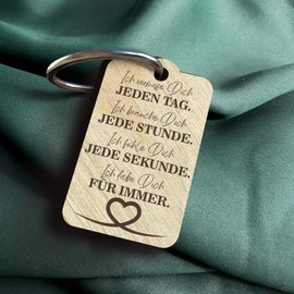 Fernbeziehung Geschenk - Vermissen Schlüsselanhänger handgemacht aus Holz, Glücksbringer, Wehmut Anhänger, Schlüsselanhänger als Liebesbotschaft für Vermissen, Erinnerung