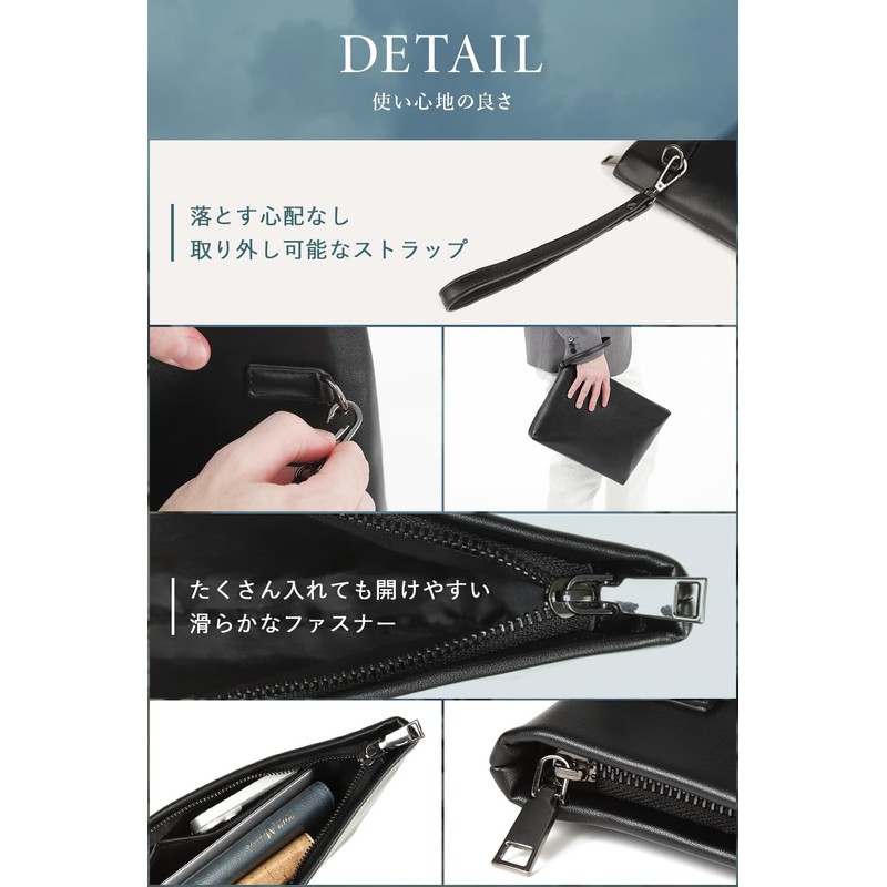 FELIS Men's Clutch Bag, Second Bag, For Weddings, Ceremonies, Leather,