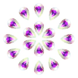 sourcing map 20Pcs 20 x 30mm Teardrop Rhinestones Glass Pointed Back Rhinestone Beads Gems for Jewelry Making Costume Crystal Embellishments Crafts,AB Colorful
