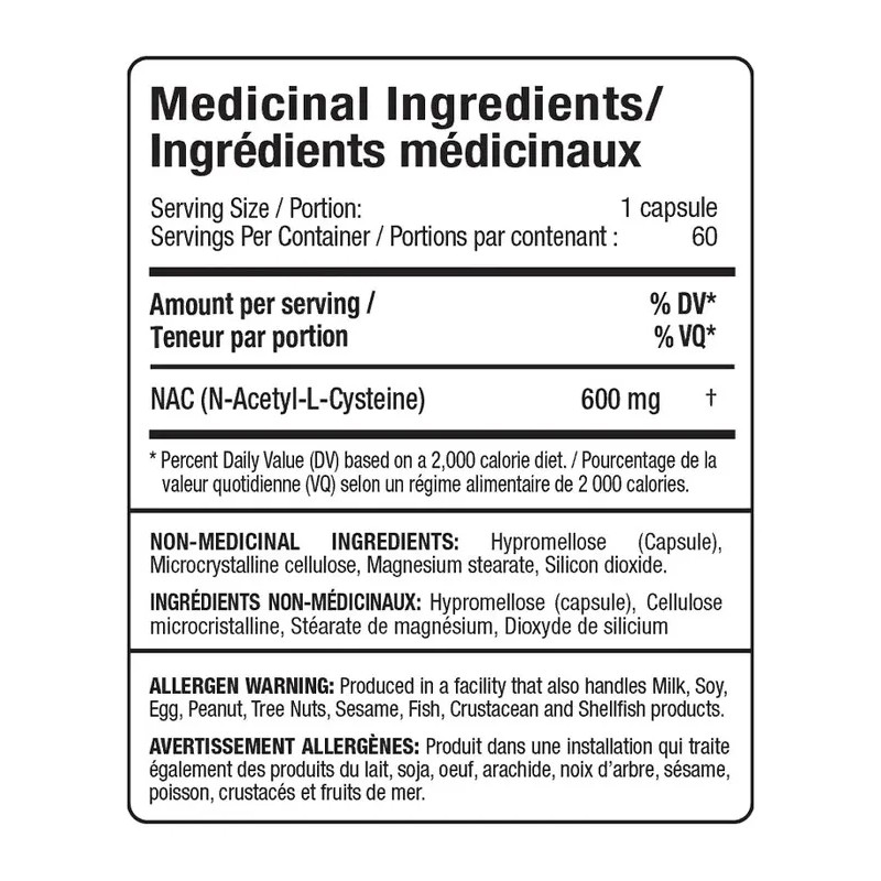 Allmax Nac (n-acetil-l-cisteina) 600 Mg 60 Capsulas Sabor Sin sabor