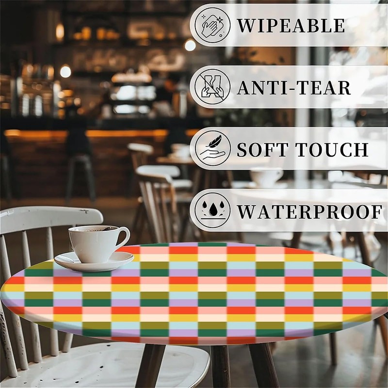 Outdoor Round Tablecloth with Elastic Band, Diameter 90 cm, Elastic