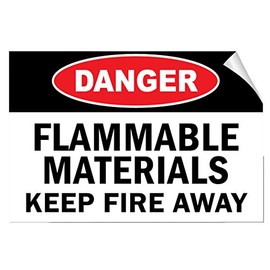 Danger Flammable Material Keep Fire Away Style A Hazard Label Decal Sticker 18 Inches X 24 Inches
