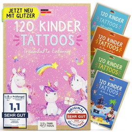 120 tatuaggi glitterati delicati sulla pelle, regalo magico per ragazze e ragazzi, dermatologicamente molto buono, tatuaggi glitterati, made in Germany, tatuaggi per bambini di 5 anni