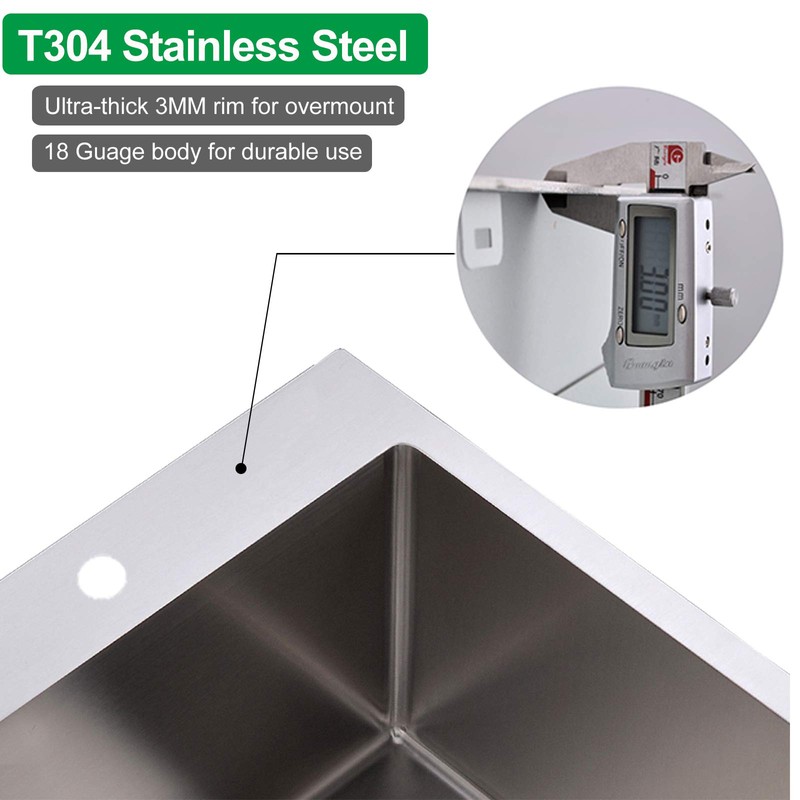 VALISY 15x20 Inch Bar Sink Drop In, Topmount Small 16