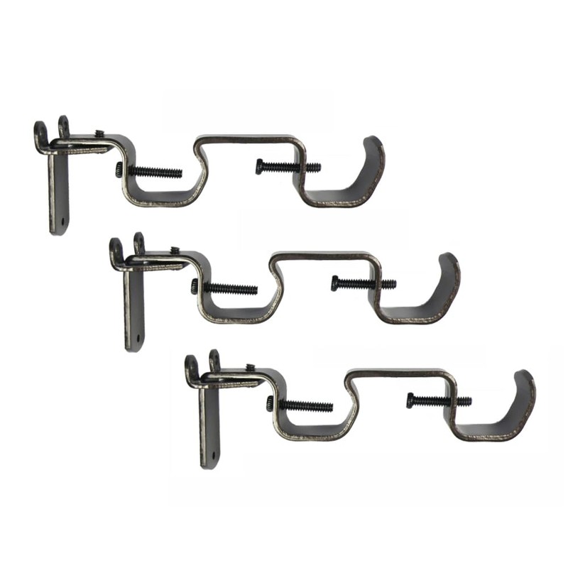 SatoriHome Double Rod Curtain Brackets, Set of 3 – Bronze