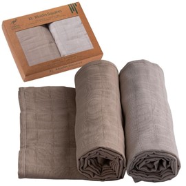 Urban Kanga Burp Cloths Baby 120 x 120 cm Muslin Muslin Cloths Extra Large - Pack of 2 (Humus/Moonstruck)