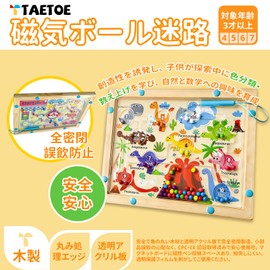 "TAETOE Intellectual Toy" Montessori Magnetic Ball Maze for Kids, Brain Training Toy, Hand-Eye Coordination, Movement Control, Color & Number Recognition, Wooden Toy, 4 Years, 5 Years, 6 Years, 7