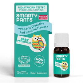 SmartyPants Baby Probiotic Drops: Probiotics for Digestive Health and Immune Support Supplement, for Infants 0-24 Months, Vegan, Gluten Free, Pediatrician Tested (30 Day Supply)