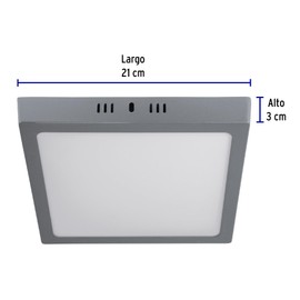 Volteck Lait PLA-220L, Luminario LED cuadrado tipo plafón 18 W color gris luz de día