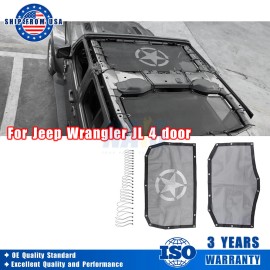 NAIS 2 X Star Sunshade Mesh Shade Top Cover Set for Jeep Wrangler JL 2018-2024 4-Dr