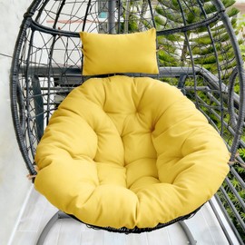 DANGHOOGY Outdoor Egg Chair Cushion, Waterproof Hanging Chair Cushion with Headrest Pillow, Egg Chair Replacement Cushion for Patio Furniture, U-Shaped Eggs Swing Cushion for Basket Chairs, Yellow