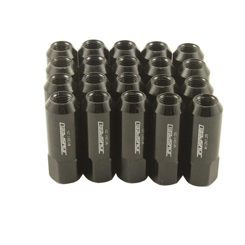 JDMSPEED Black 60MM Aluminum Extended Tuner Lug Nuts Replacement for