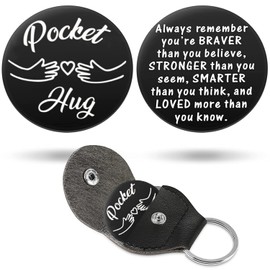 Small Hug Lucky Charm, Courage Gift, Lucky Charm Exam, Get Well Soon Gifts for Family Favourite Person Women Boys Patient (Black)