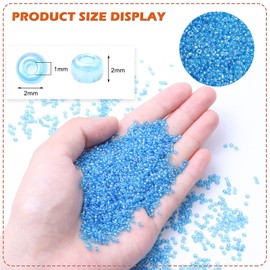 Yholin 10000pcs 2mm 12/0 Dark Blue Glass Round Seed Beads for DIY Craft Projects - Tweezers Included