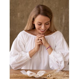 Christian Gifts for Women Healing Crystal Natural Stone Cross Bracelet Confirmation Gifts for Girls Religious Jewelry Gifts for Women (purple)