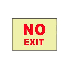 NMC GL199PB Fire Sign, Legend "NO EXIT", 14" Length x 10" Height, Glow Polyester, Red on Yellow
