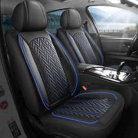 SCITOO 2CPS Front Seat Covers,Car Seat Covers Universal Automotive Seat Covers Waterproof Vehicle Seat Covers for Most Sedan, Truck and SUV (2PCS Front, Black And Blue)