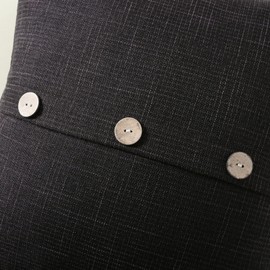 FUTEI Black Linen Decorative Throw Pillow Covers 26x26 Inch Set of 2, Square Euro Shams Cushion Case with Vintage Button/Zipper,Modern Farmhouse Home Decor for Couch,Bed