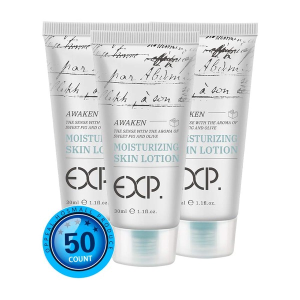 OPPEAL EXP Daily Moisturizing Skin Lotion Travel Size in Bulk, 50 Pack x 1.05 Fl Oz, Mini Portable Size Body Lotion, Sweet Fig & Olive Scent