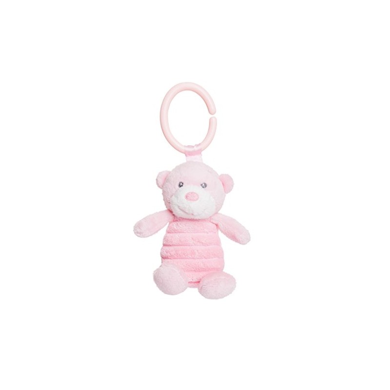 Aurora World 6.5-Inch C-Clip Squeaker Bonnie Bear Plush Toy (Pink)