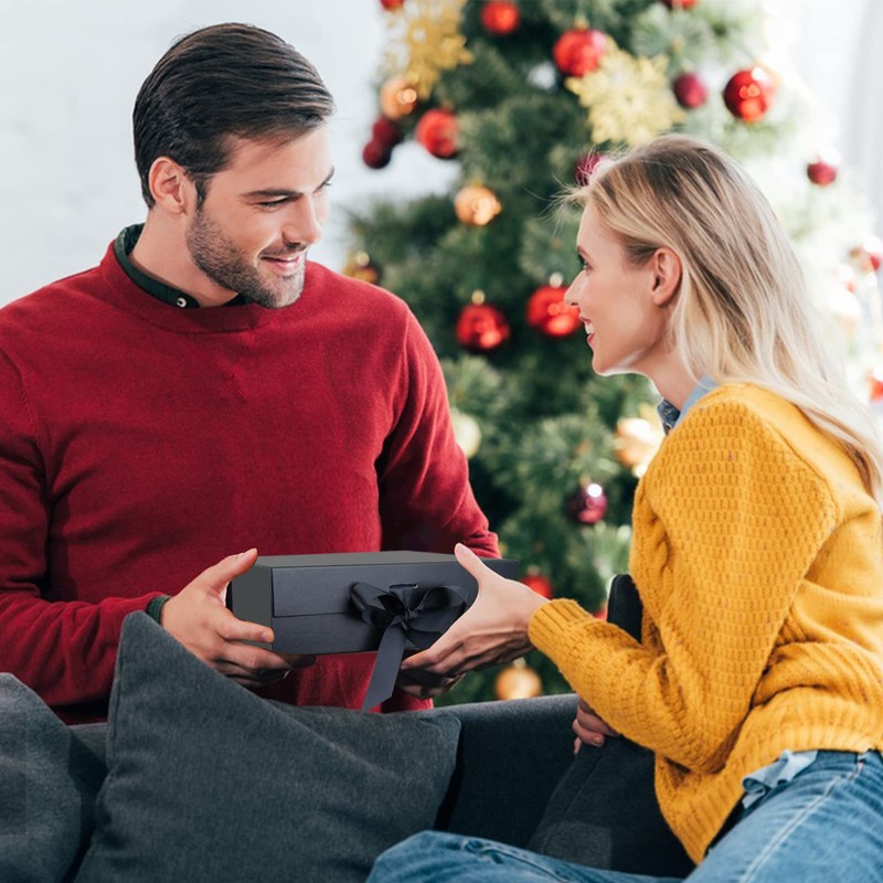 DaiUni DaiUni 13"X9"X4" Large Black Magnetic Gift Box with Lid