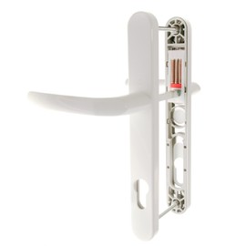 Hoppe White 'Birmingham' Pair Handle 92PZ or 92mm Sprung Lever UPVC Door Set, PVC PVCu Centre to centre fixings 215mm