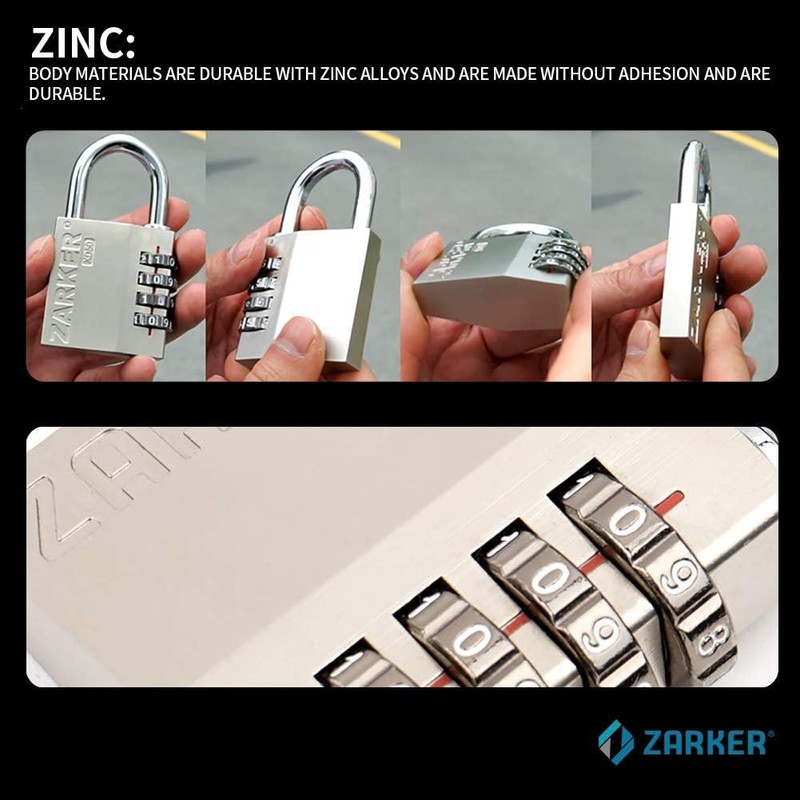 Zarker X50 4 Digit Stainless Steel Shackle Combination Lock, Anti